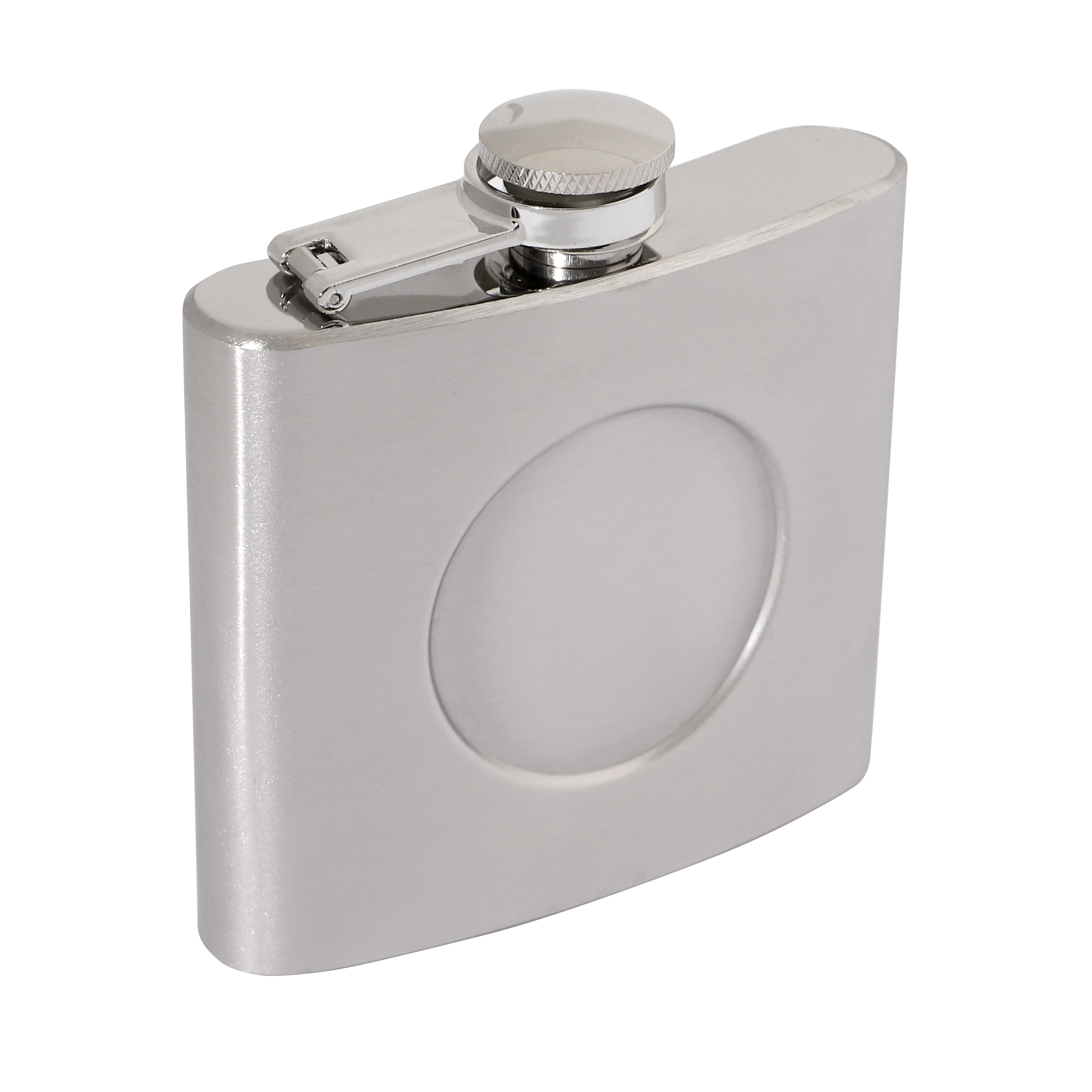 Brushed Stainless Steel 6oz Hip Flask 90 x 95mm with 50mm Recess