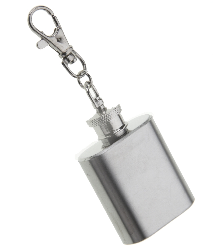 Polished Stainless Steel 1oz Hip Flask Keyring