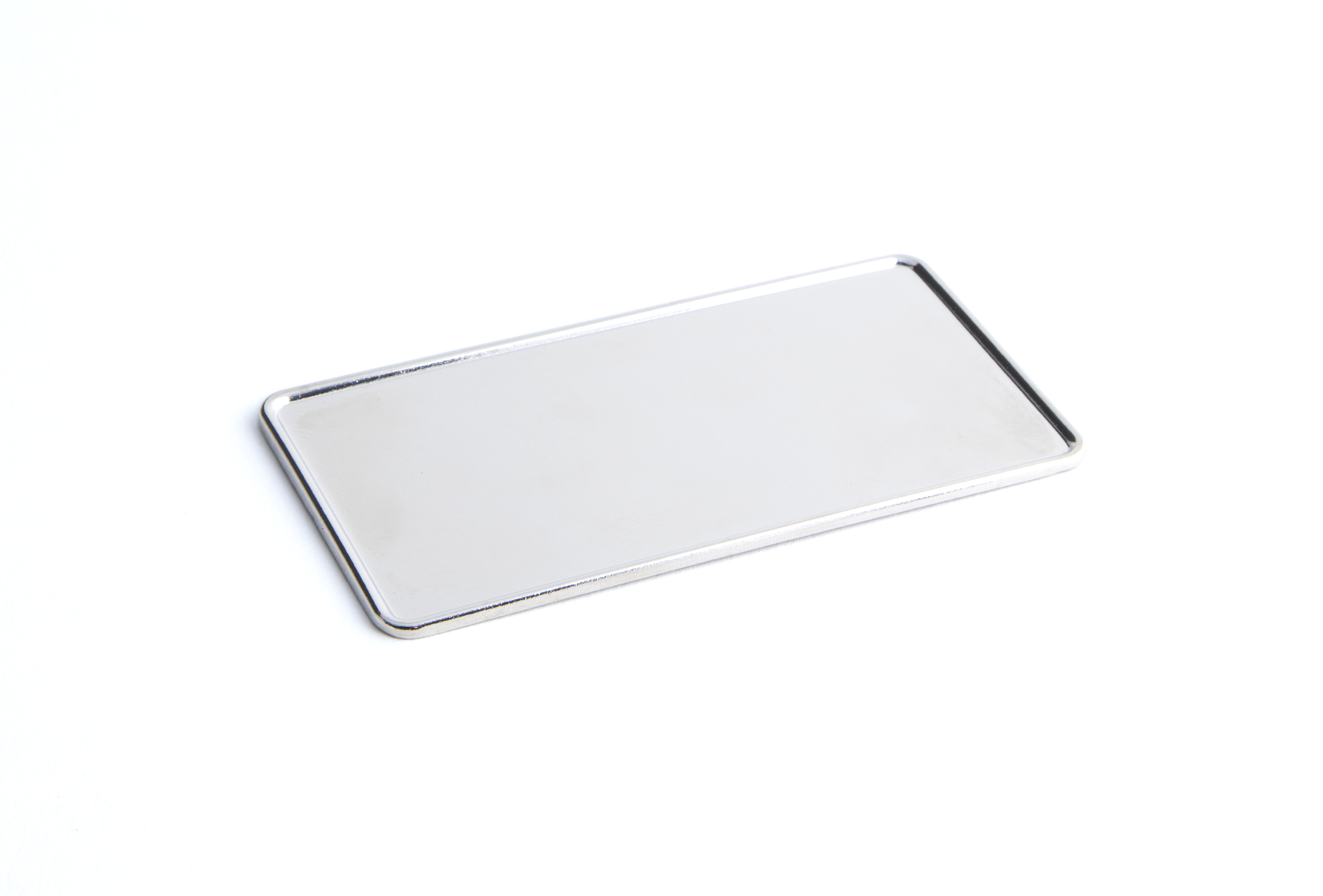 76 x 38 mm Metal Badge Frame with raised edge Nickel Plated **From £9.00/100**