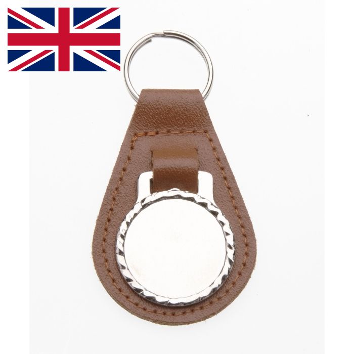 Tan Leather Key Fob With 25mm Centre BRITISH MADE