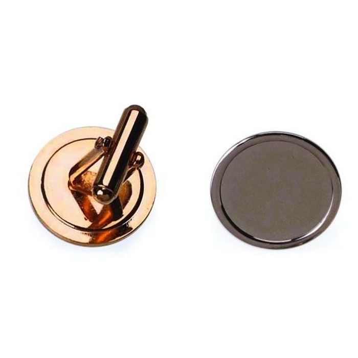 16mm Round Cufflink With Short Angled Frame Gold Plated