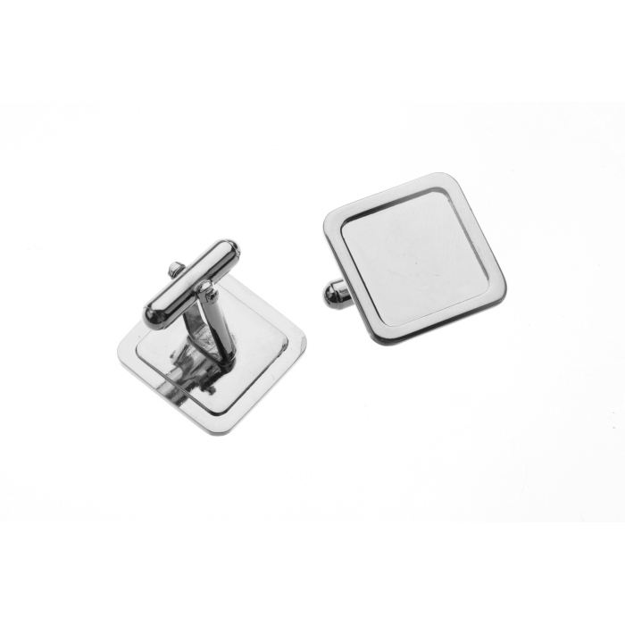 16 x 16mm Square Cufflink With short Angled Frame Nickel Plated