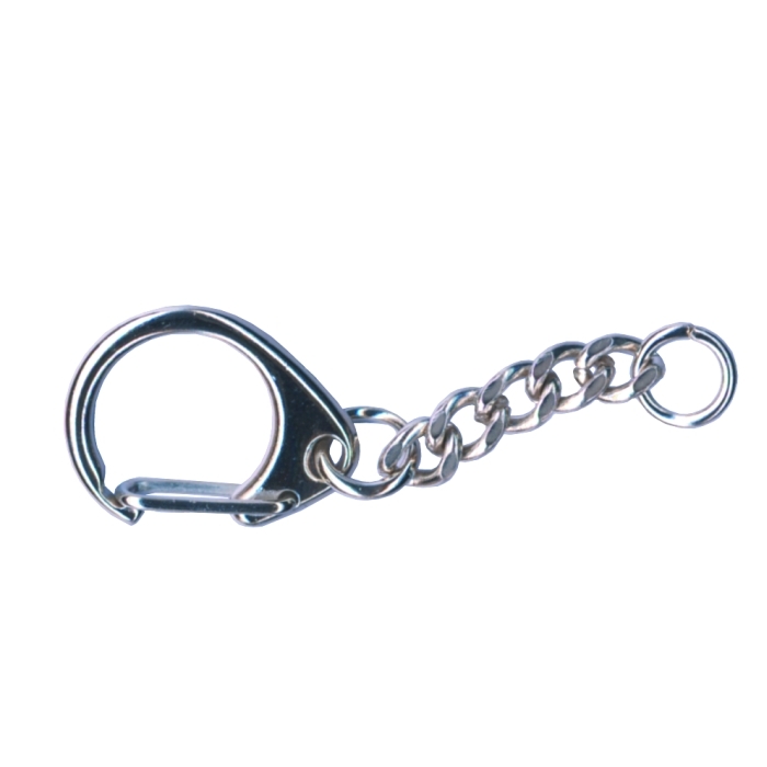 Small Die Cast C Keyring And Long Chain Nickel Plated