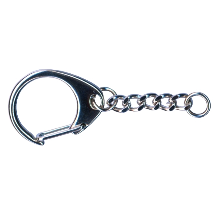 Large Die Cast C Keyring And Long Chain Nickel Plated