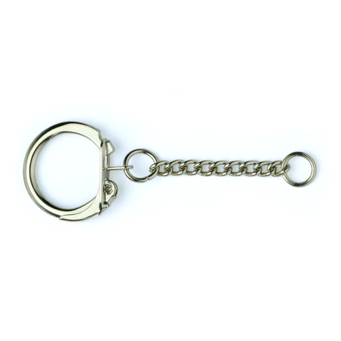 Lever Side Keyring & 40mm Chain Nickel Plated