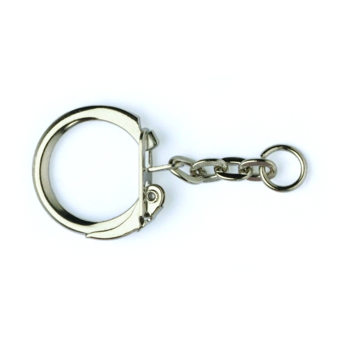 Lever Side Key Ring & 30mm Chain Nickel Plated