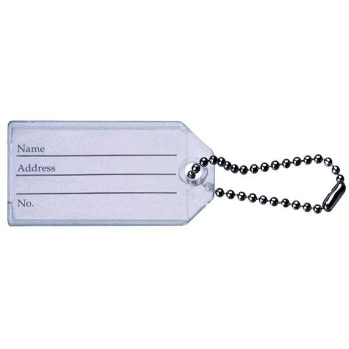 Luggage Tag/Keyring With Ball Chain. Insert Size 45 X 24mm **From £3.00/100**