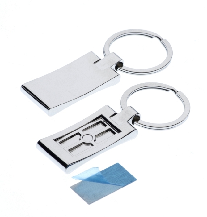 Polished Rectangle Keyring with 14 x 27mm Loose Engraving Plate