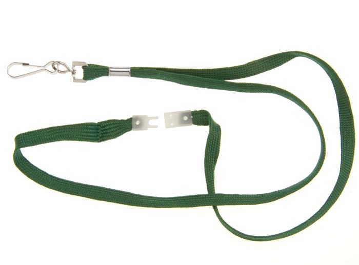 Plain Green Breakaway Lanyard with Spring Clip