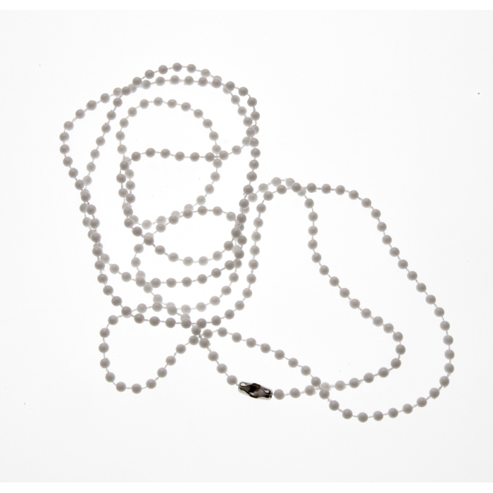 30 X 2.7mm White Plastic Ball Chain With Connector