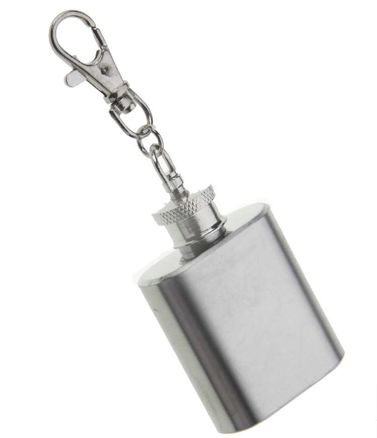 Brushed Stainless Steel 1oz Hip Flask Keyring
